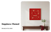 Handmade Gift Chinese Wedding Cross-Stitch Kit Beginner Friendly Double Happiness Wall Art Kit Printed Canvas for Newlyweds, Hobbyists