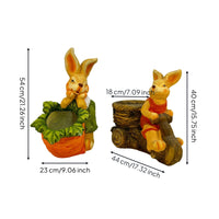 2 Pieces Hare Planter Rustic Planter with Hare Figure Endearing Flowerpot for Plant Lovers, Patio