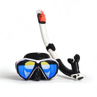 Tempered Glass Snorkel Mask with Snorkel Tube Wide View Goggles Splashproof Eyewear Easy to Breathe for Snorkelers, Adults, Beach, Travel
