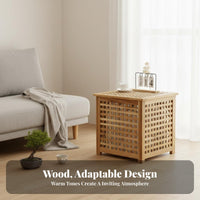 Japanese aesthetic Square End Table with Shelf Space-Saving Square Accent Table Multi-Functional Nightstand Multipurpose for Small Apartment Dwellers, Homeowners, Students, Living Room, Bedroom, Guesthouse, Entryway