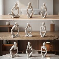 3 Pieces Abstract Figurines Modern Meditating Statues Decorative for Desk