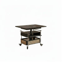 Rattan Accent two-level-level Bar Trolley Foldable Design Side Table Movable Serving Cart Vintage design for Apartment Dwellers, Homeowners, Students, Living Room, Beside Sofa, Bedroom, Kitchen
