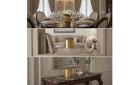 Gold-Finish Cylindrical Storage Container Embossed Holder Decorative Container Ornate for Vanity