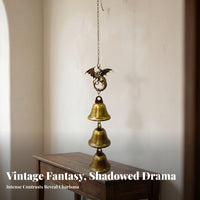 Three Bells Dragon Wind Chime Hanging Metal Wind Chime Indoor Outdoor Carved Dragon Bell Decorative for Porch, Yard, Doorway, Room