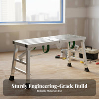 Adjustable Folding Work Surface Foldable Adjustable Height Scaffold Heavy Duty Portable Step Work Surface for Decorators, Indoors, Painting Jobs