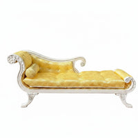 Miniature Long Seat Hand-Sewn 1:12 Scale Fainting Couch Vintage Style Dollhouse Daybed for Collectors, Hobbyists, Diorama