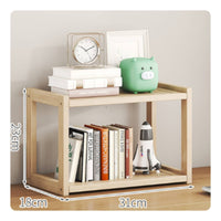 Label Friendly Desktop Bookshelf Space Saving Wooden Desk Shelf for Bedroom