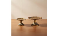 2 Pieces Metal Tray Stand Tranquil Decorative Dessert Stand Handcrafted Appearance Look Ornamental Fruit Tray for Tea Room, Entryway