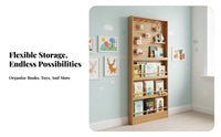 No-Drill Installation Slim Bookcase with Pegboard Space-Saving Narrow Cubby Shelf Easy Assembly Bookshelf Multi-Layer for Small Apartment Dwellers, Book Lovers, Entryway, Hallway, Behind the Door, Living Room