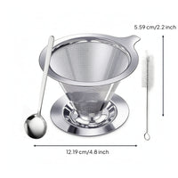 Reusable Coffee Filter with Spoon Easy to Clean Coffee Filter Cone Dripper Eco-Friendly Food-Grade for Home Baristas