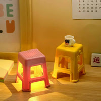 Vintage Charm Stool-Shaped Light Gift Idea Retro Phone Stand Lamp Warm Ambient Lighting Mini Stool Night Light Cozy Atmosphere for Office, Shop