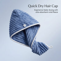 Drying Turban Towel Wrap for Women Fleece Absorbent Material for Adults, Post Bath Morning Routine, 65x25cm