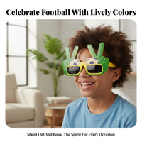 Yellow Edging Brazil Football Glasses Rectangular Lenses Hand Sign Glasses Oversized Frame Themed Eyeglasses Lightweight