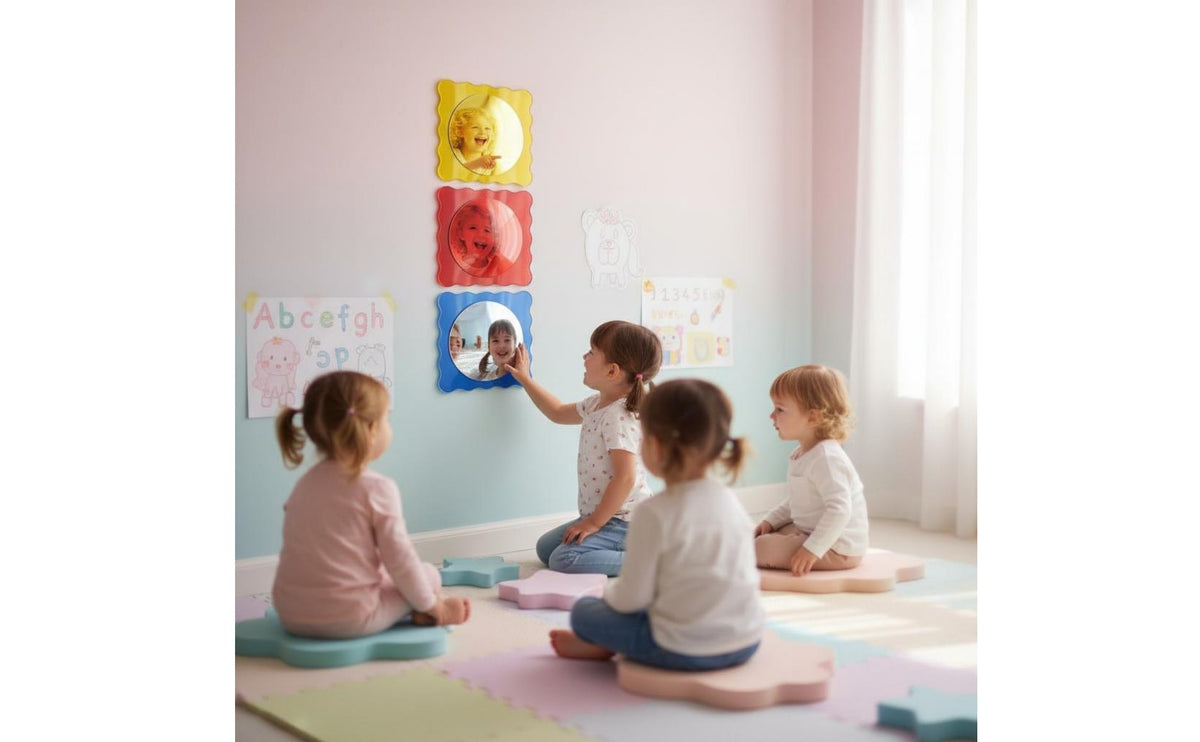 Acrylic Bubble Mirror Smooth Rounded Edges Sensory Wall Mirror Brightens a Room Learning Space Ornament for Students, Classroom, Playroom