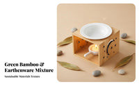Bamboo Essential Oil Burner Relaxing Aroma Fragrance Lamp Decorative Hollow-out Furnace for Meditation Lovers, Living Room, Office