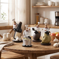 4 Pieces Chef Figurine Jolly Resin Figurine Charming for Cafe