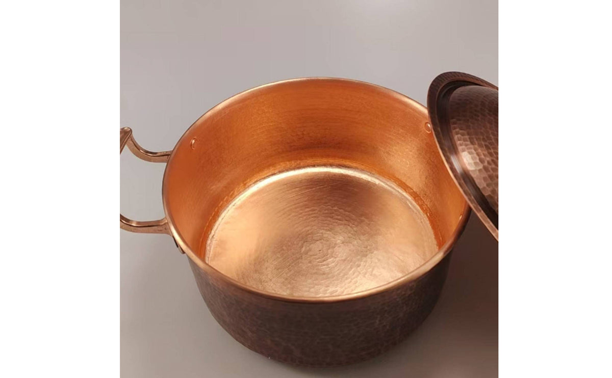 Handmade Copper Cooking Pot Thickened Hammered Copper Soup Pot All Stovetops Cookware