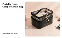 Double Layer Makeup Bag Large Capacity Travel Toiletry Organizer Portable