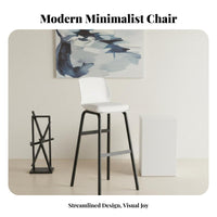 Nordic Design Bar Chair with Back Support Modern Minimalist Counter Stool Built-in Footrest Household Furniture Comfortable Seat for Adults, Homeowners, Business Owners, Kitchen, Restaurant, Reception Area, Dining Room