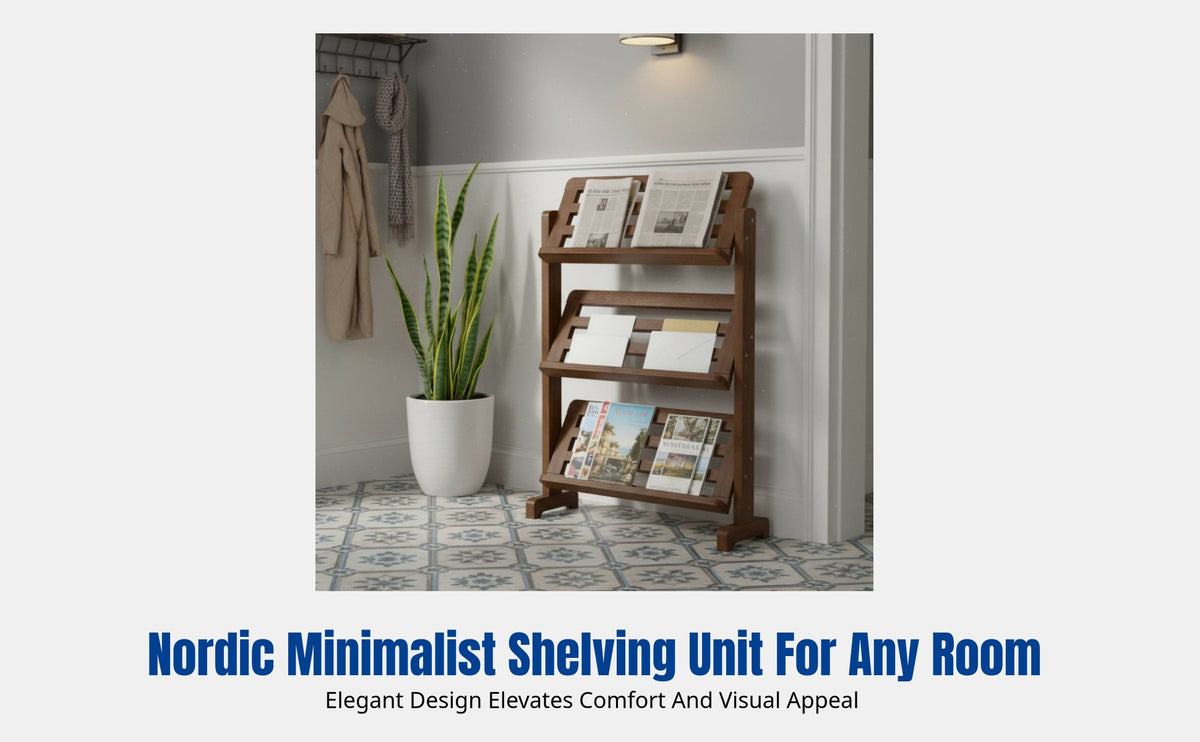 Multitier Shelving Unit, Floor Magazine Rack Storage Shelf for Living Room, Office, Study