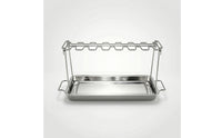 2 Pieces Stainless Steel Chicken Leg Rack with Drainage Tray Upright Chicken Leg Rack Rust-Resistant Hygienic for Home Cooks, Bbq