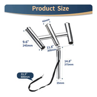 Retaining Strap Boat Fishing Rod Holder Polished Metal Multi-Angle Rod Holder