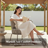 Modern Design Woven Rope Sofa Set Minimalist design Woven Rope sideschair Artistic Furniture Patio Seating Plush pads for Hospitality Businesses, Hotel Managers, Terrace, Courtyard, rearyard, Porch
