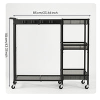 AllComplete Cleaning Tool Storage Rack Freestanding Broom Holder with Cleaning Supplies Organizer Wheeled Mop and Broom Holder Upright for Homeowners, Janitors, Utility Room, Garage, Closet
