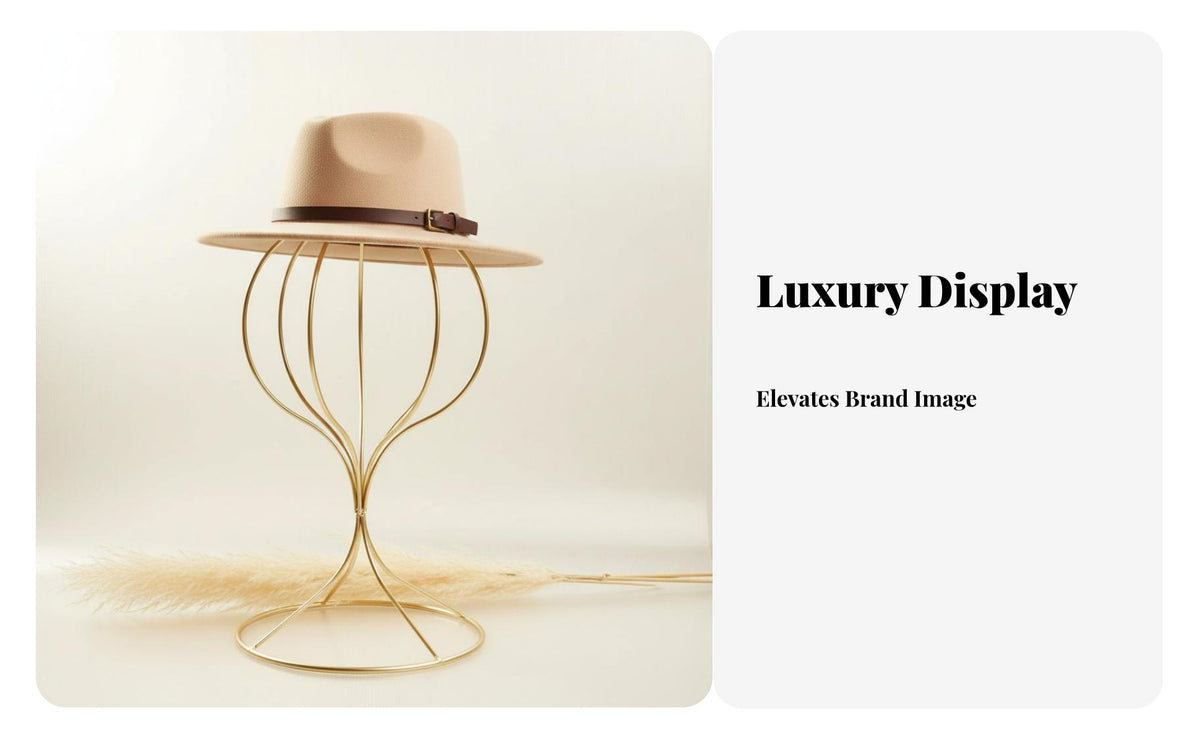 Gold Hat Display Stand Minimalist Design Wireframe Hat Holder Metal Hairpiece Holder Multi-Use Desktop Hairpiece Stand