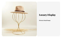Gold Hat Display Stand Minimalist Design Wireframe Hat Holder Metal Hairpiece Holder Multi-Use Desktop Hairpiece Stand