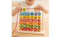 Fine Motor Skills Wooden Toy with Threading Cords Child-Centered Wooden Bead Sequencing Toy Set Educational Sorting Board Colorful for Toddlers, Preschoolers, Playroom, Kindergarten, Daycare