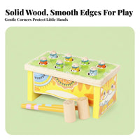 Wooden Whack-a-Rodent Toy Develops Hand-Vision Coordination Cat Pounding Peg Game Hammering Bench Toy Parent-Child Interactive