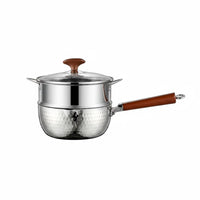 Stainless Steel Pot No Coating Japanese Style Frost Pot Easy to Clean Stainless Steel Saucepan for Beginners,   Person Meal