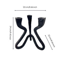Three-Prong Candle Holder Nordic-Style Geometric Candle Holder Metal-Look Sculpture for Entryway Console