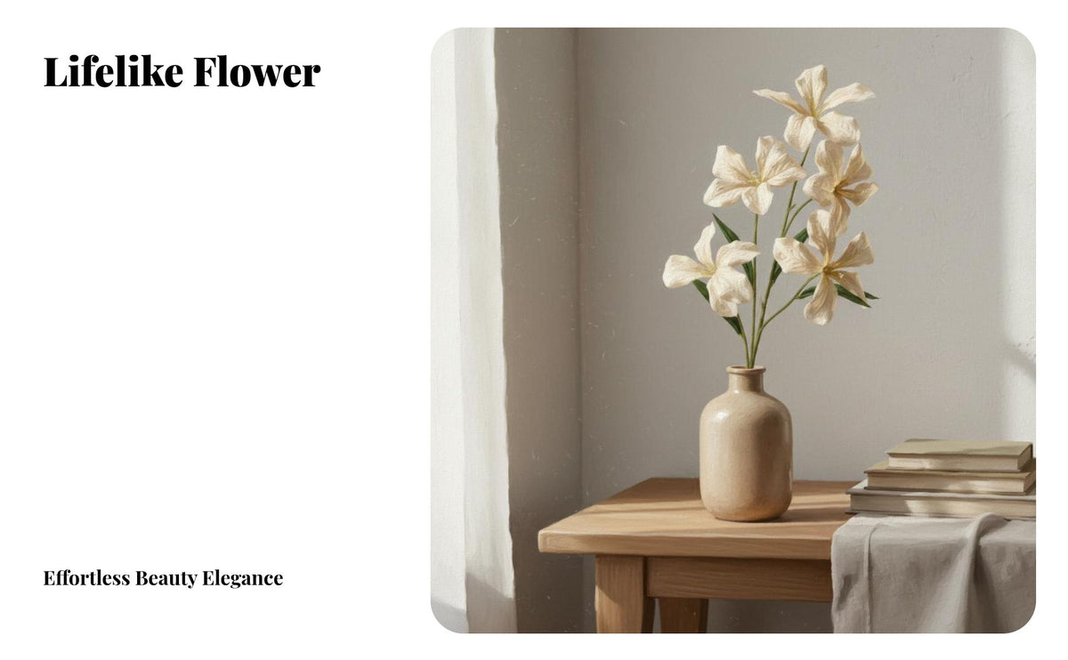 Oil Painting Design Flower Bendable Faux Lily Branch Realistic Look Artificial Lily Flower for Homeowners, Wedding, Home Decor, Living Room