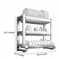 Stainless Steel Dish Rack and Draining Rack with Drip Tray, Kitchen Dish Rack for Home Apartment Kitchen