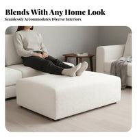 Light Luxury aesthetic Upholstered Rectangular Bench Minimalist Design Long Boucle Seat Soft Texture Footstool Multi-Functional for Homeowners, Families, Adults, Living Room, Lounge Area, Apartment, Entryway