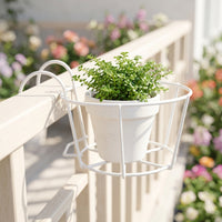 Flowerpot Holder with Hook Iron Balcony Planter Holder Metal Hanging Railing Planter for Patio, Fence