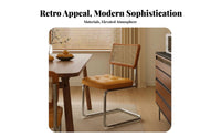 Hardwood Wood Frame Upholstered Cane backrest Chair Woven Rattan backrestrest Indoor Furniture mid-20th centuryera Modern aesthetic Dining Seat Padded pad for Homeowners, Restaurateurs, Interior Decorators, Living Room, Kitchen, Bedroom, Home Office