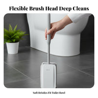 Wall Mounted Toilet Brush Set Soft Bristles Toilet Brush and Holder Set Drill Installation Washroom Accessory for Dorm, RV