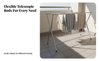 Foldable Cross-Frame Drying Rack Extendable Laundry Stand No Assembly Required Clothes Horse Indoor/Outdoor Use for Apartment Dwellers, Homeowners, Environmentally Conscious People, Balcony, Bedroom