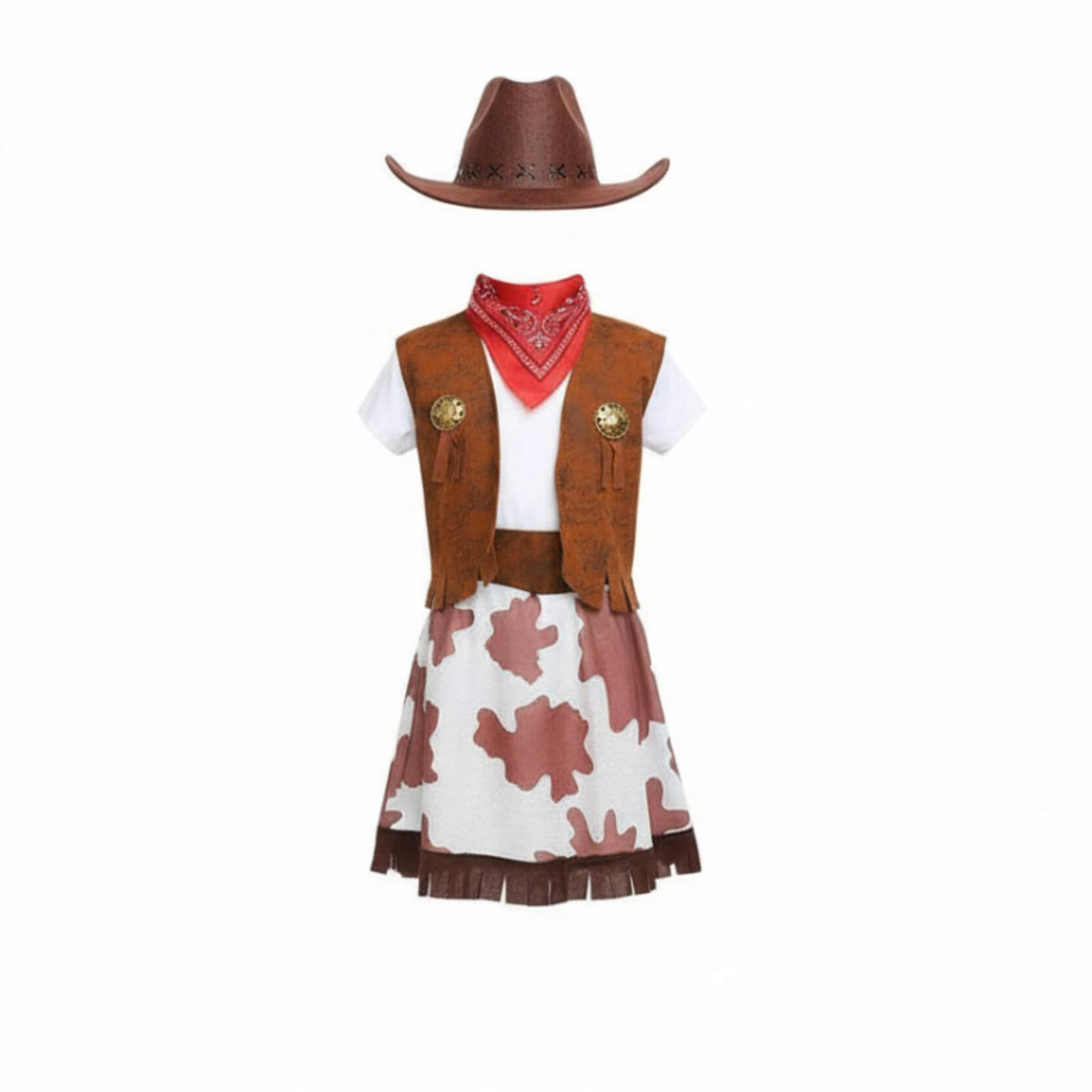 Cowboy Costume Set Fringed Vest Western Themed Outfit Family Matching Cowgirl Costume Set for Kids, Halloween, Masquerade Party, Stage Performance