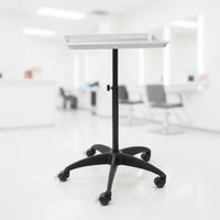 Adjustable Height Salon Tray with Stand Professional Rolling Salon Tray Mobile Hairdresser Trolley Movable for Hairdressers, Stylists, Beauticians, Salons, Hair Studios, Beauty Parlors