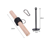 Forearm Training Bar with Strap Wooden Wrist Roller Exercise Equipment for Athletes, Home Gym