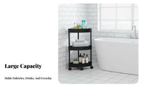 Space-Saving Multi-Tier Rolling Shelf Waterproof Multi-Tier Rolling Utility Trolley Rust-Proof Corner Rack Drainage Holes for Apartment Dwellers, Homeowners, Students, Bathroom, Bedroom, Kitchen, Office