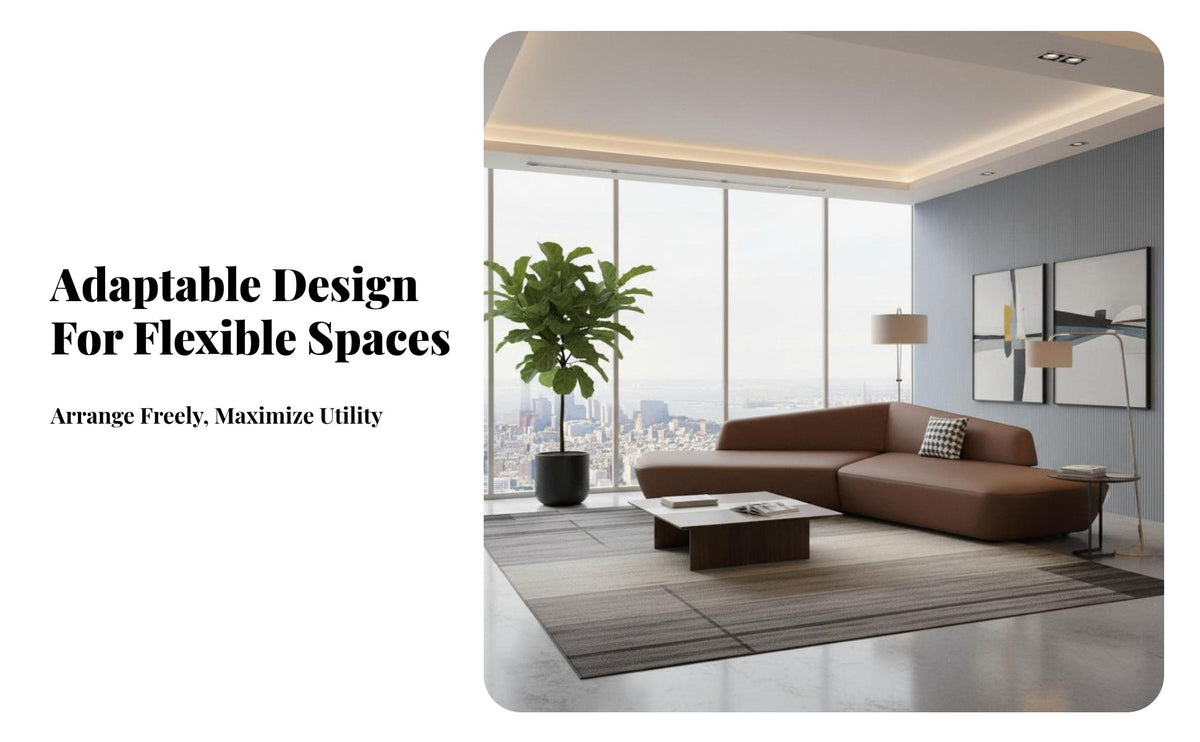 Minimalist Business Couch Leather-Like Upholstery Reception Sofa Modern Design Seating Furniture for Clients, Hotel Lobby, Sales Center, Waiting Room