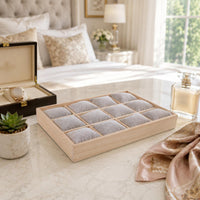 Padded Jewelry Tray 12 Compartments Wood Jewelry Tray