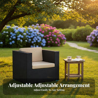 7 Pieces Sofa and Armchair Lounge Set Nordic design aesthetic Outdoor Furniture All-Weather Conversation Group for Families, Homeowners, Patio, Balcony, rearyard