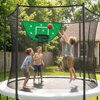 Waterproof Trampoline Basketball Hoop Sun-Proof Trampoline Basketball Set Weather Resistant Outdoor Toy Includes Ball and Pump for Children, Backyard