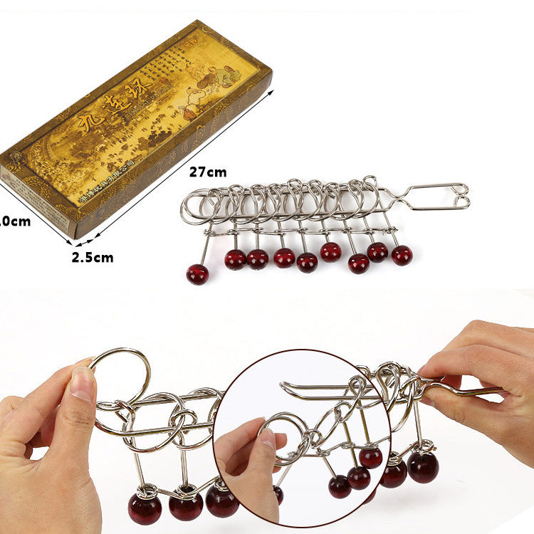 Large Classic Nine-Link Puzzle Brain Teaser for Students and Adults